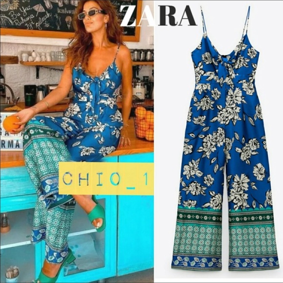 Zara printed jumpsuit with knot - Picture 2 of 5